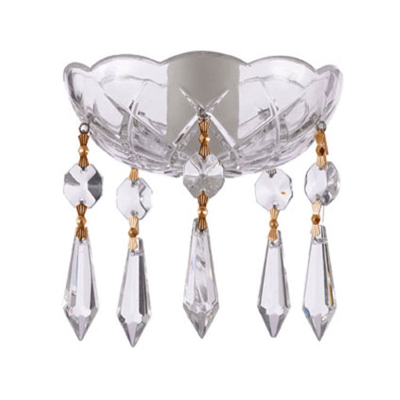 1 Piece Clear 30 Lead Crystal Chandelier Bobeche 4 Inches 5 Side Holes With Inch U Drop Pendant Made By Asfour