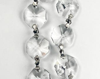 1 yard (3 pieds) - Guirlande octogonale en cristal Asfour, nœud papillon chromé n° 1080, 14 mm