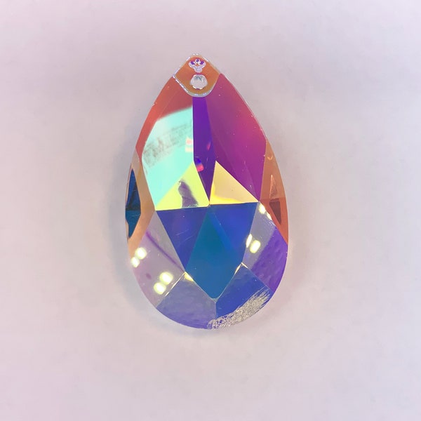 Ab Teardrop Prisms Crystal, 50mm, Asfour Crystal Prisms, Lead Crystal Prisms, Teardrop Ab Crystals, Geometric Prisms for Home Decor - 1 Hole