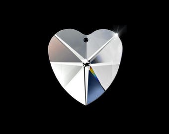 Asfour Crystal Heart Beads 28x28mm -Heartshape Sun Catcher Hanging Prism #870