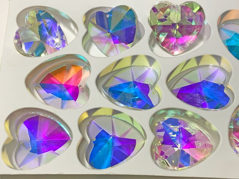 Asfour Crystal Heart Prism Suncatchers, Clear AB, 40mm Crystals for Car Chandeliers, 30% Lead Sun Catchers, and Hanging Crystals, Prisms image 3