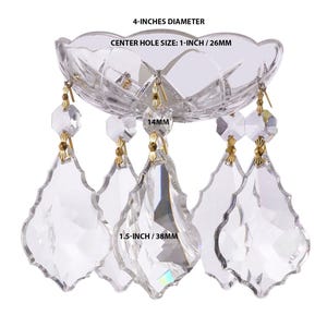 Chandelier Cups, Crystal Bobeches for Chandelier, 4-inch Candlesticks, Candelabras, 26mm Center Hole, 1.5&quot; French Cut, Clear Asfour Crystal