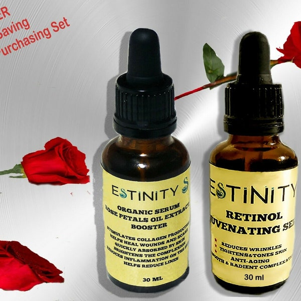 Retinol 2.5% Serum, Vitamin C 20 Hyaluronic Acid + Rose Petal. Anti Ageing