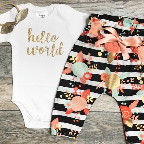 Worth the Wait Newborn / Coming Home Outfit Baby Girl Gold Etsy