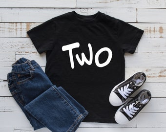 Birthday 2 Years Old - 2nd Birthday Boy T-Shirt TWO - Second Birthday Tee Black - Shirt For Birthday Boy 2 Year Old - Photo Shoot Outfit Boy