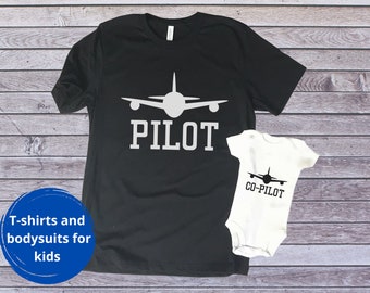 Pilot T-Shirt Set - Dad and Son / Daughter - Mom and Son / Daughter - Pilots Matching Outfits Parent And Baby / Child