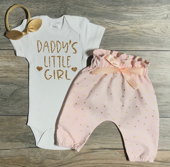 Daddy's Little Girl Outfit Baby Girl Bodysuit Gold - Etsy