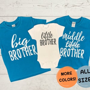 Schwangerschaft Ankündigung Tees Brothers - Big Middle Little Brother - T-Shirt Ankündigung - Big Brother To Be - Befördert zum Big Brother Shirt