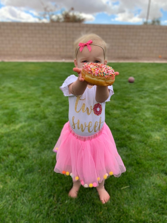 Donuts Two 2nd Birthday Outfit Baby Girl Tutu Dress Two Cake Smash Photoshoot Uk 
