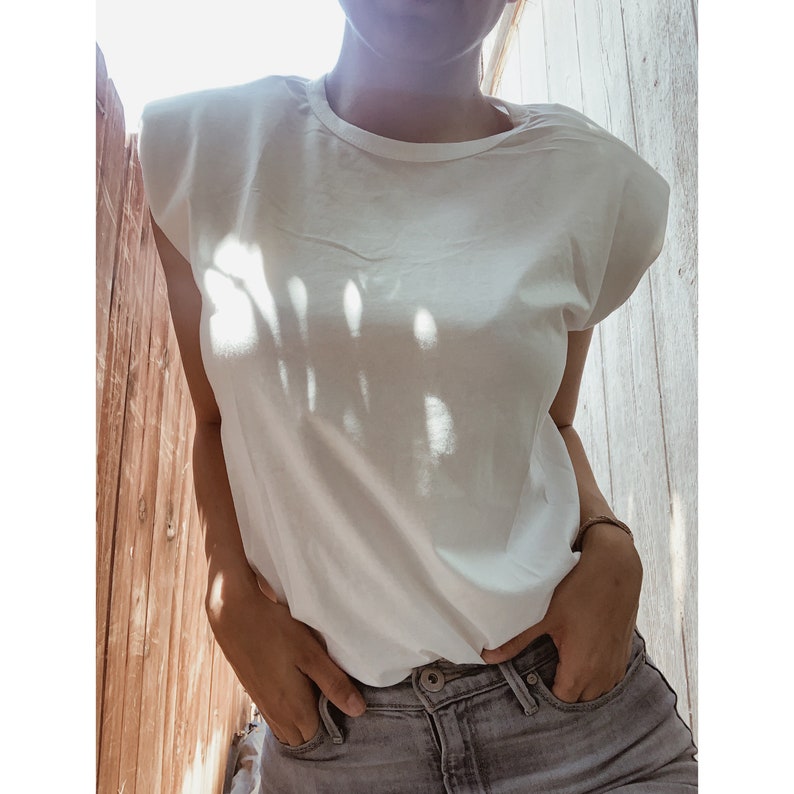 shoulder pad tee shirt