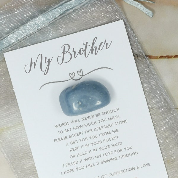 My Brother Poem Gemstone Gift - Crystal for my Brother - Worlds Best Bro Keepsake Stone - Connection Present For Brother from Sister Love