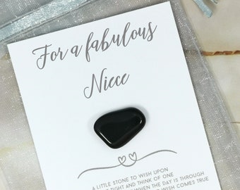 Pour une nièce fabuleuse - Pierre à souhaits - Cadeau en cristal d’obsidienne - Faites un vœu - Cadeau pour nièce de tante Oncle - Cadeaux d’anniversaire de nièce Unique