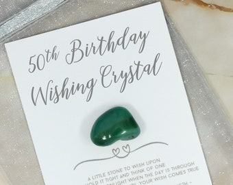 Happy 50th Birthday - Gift for 50 Years Old Bday Present - For Him For Her - Birthday Agate Wishing Crystal - Brother Sister Mum Dad Friend