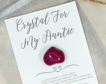 Crystal For My Auntie - Agate Wishing Stone - For Auntie from Niece or Nephew - Special Auntie Birthday Keepsake - Gemstone Worry Love Hug