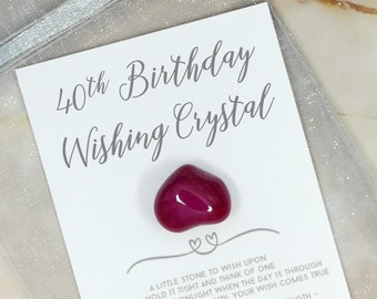 Happy 40th Birthday - Gift for 40 Years Old Bday Present - For Him For Her - Birthday Agate Wishing Crystal - Brother Sister Mum Dad Friend