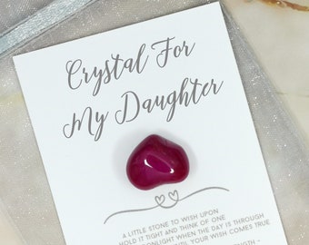 Crystal For My Daughter - Agate Wishing Stone - For Daughter from Mum and Dad - Our Special Daughter Girl Birthday - Gemstone Worry Love Hug