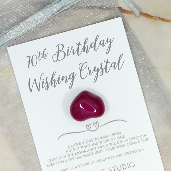 Happy 70th Birthday - Gift for 70 Years Old Bday Present - For Him For Her - Birthday Agate Wishing Crystal - Dad Mum Grandad Nanny Nan