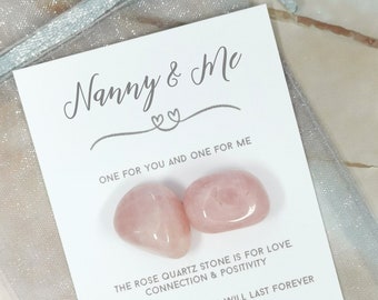 Nanny and Me Rose Quartz Gemstone - Crystals for Grandparent and Grandchild - Special Nanny Gift Set - Nana Grandma Granddaughter - Birthday