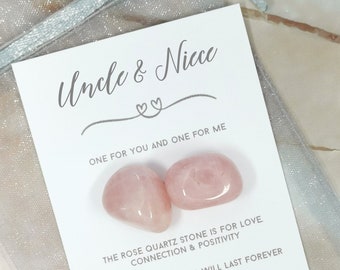 Uncle and Niece Rose Quartz Gemstone Kit - Crystals to my Niece from Uncle - Special Niece Gift Set - Two Of Us Keepsake - Niece Birthday