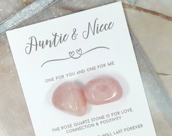 Auntie and Niece Rose Quartz Gemstone Set - Crystals for my Niece from Auntie - Special Niece Gift - Niece Birthday - Niece Love You Present