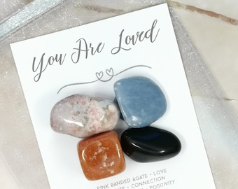 You Are Loved Crystal Set - For Strength - Sister Auntie Child Daughter Gift For Her Birthday - Best Friend Present Gemstones - Nana Nanny