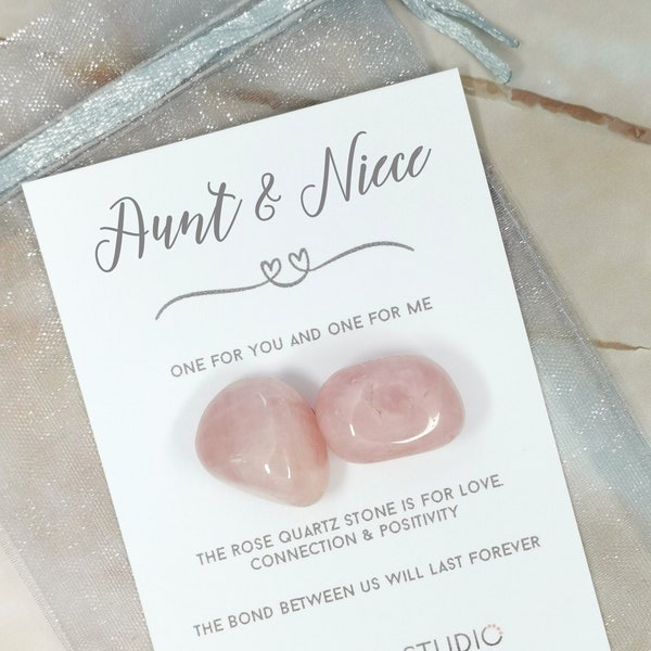 Aunt and Niece Rose Quartz Gemstone Kit - Crystals for Niece from Auntie - Special Niece Gift Set - Two Of Us Keepsake Forever - Birthday