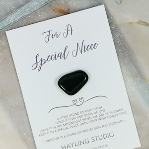 Pour une nièce spéciale - Pierre à souhaits - Cadeau en cristal d’obsidienne - Faites un vœu - Cadeau pour nièce de tante Oncle - Cadeaux d’anniversaire de nièce Unique
