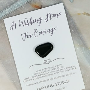 Wishing Stone for Courage - Obsidian Crystal Gift - Make a Wish - Gift for Courage Bravery Strength Be Strong Have Faith - Courage Friend