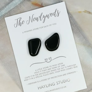 To The Newlyweds A Wishing Stone For Each of You Obsidian Crystal Gift Wedding Gift for Couple Wedding Day Wish Gift Wedding Present image 1