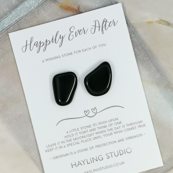 Happily Ever After A Wishing Stone For Each of You - Obsidian Crystal Gift - Happy Engagement Congrats Getting Married Couple Engaged Gift