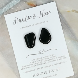 Auntie and Niece A Wishing Stone For Each Of Us - Obsidian Crystal Gift - Make a Wish - Gift to share - for Niece from Auntie birthday Aunt