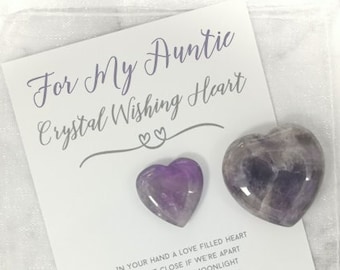 Special Auntie Gift - Heart Crystal - Beautiful Thoughtful Wishing Gift For My Auntie - Poem for Aunt Aunty Cute Keepsake Make A Wish Love