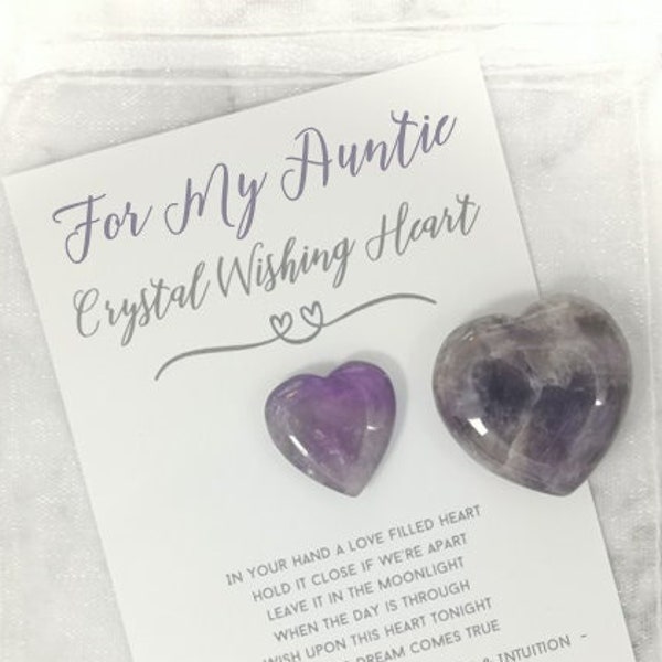 Special Auntie Gift - Heart Crystal - Beautiful Thoughtful Wishing Gift For My Auntie - Poem for Aunt Aunty Cute Keepsake Make A Wish Love