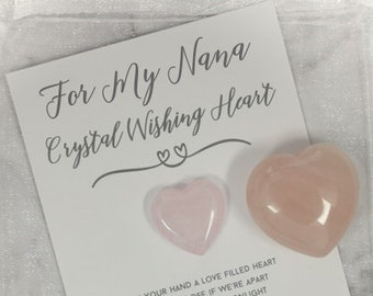 Special Nana Gift - Heart Crystal - Beautiful Thoughtful Wishing Gift For My Nanny - Poem for Nana Nan Keepsake Cute Pocket Make A Wish Love