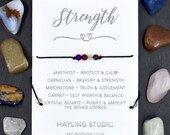 Strength Bracelet Anklet Necklace Balance Brave Recovery Self Worth Amethyst Carnelian Moonstone Garnet Quartz Addiction Heal Gemstones