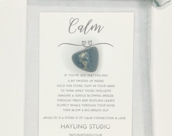 Calming Gemstone - Crystal for Stress and Anti-Anxiety - Anxiety Poem Keepsake - Relax - Calming Gift for Anxiety Coping Skills Worry Stone