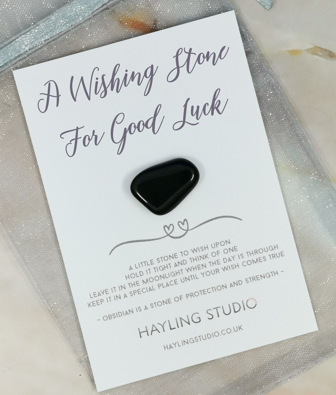 Wishing Stone for Good Luck Obsidian Crystal Gift Make a Wish Exams