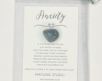 Anxiety Gemstone - Crystal for Stress Anger and Anxiety - Anxiety Poem Keepsake - Anxious Nervous Child - Calming Gift for Stress Relief