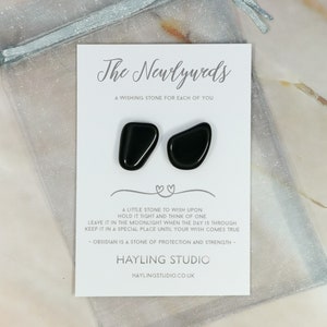 To The Newlyweds A Wishing Stone For Each of You Obsidian Crystal Gift Wedding Gift for Couple Wedding Day Wish Gift Wedding Present image 2