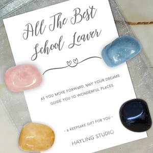 Cadeau de sortie de l'école - souvenir en cristal - cadeau attentionné et personnalisé, carte au choix de vos propres cristaux, cadeau souvenir Leaver sixième forme