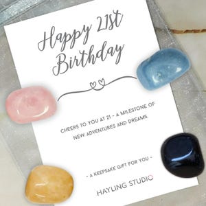 Cadeau de 21e anniversaire - souvenir en cristal - cadeau sentimental et personnalisé, carte au choix de vos propres cristaux, cadeau souvenir Happy Bday