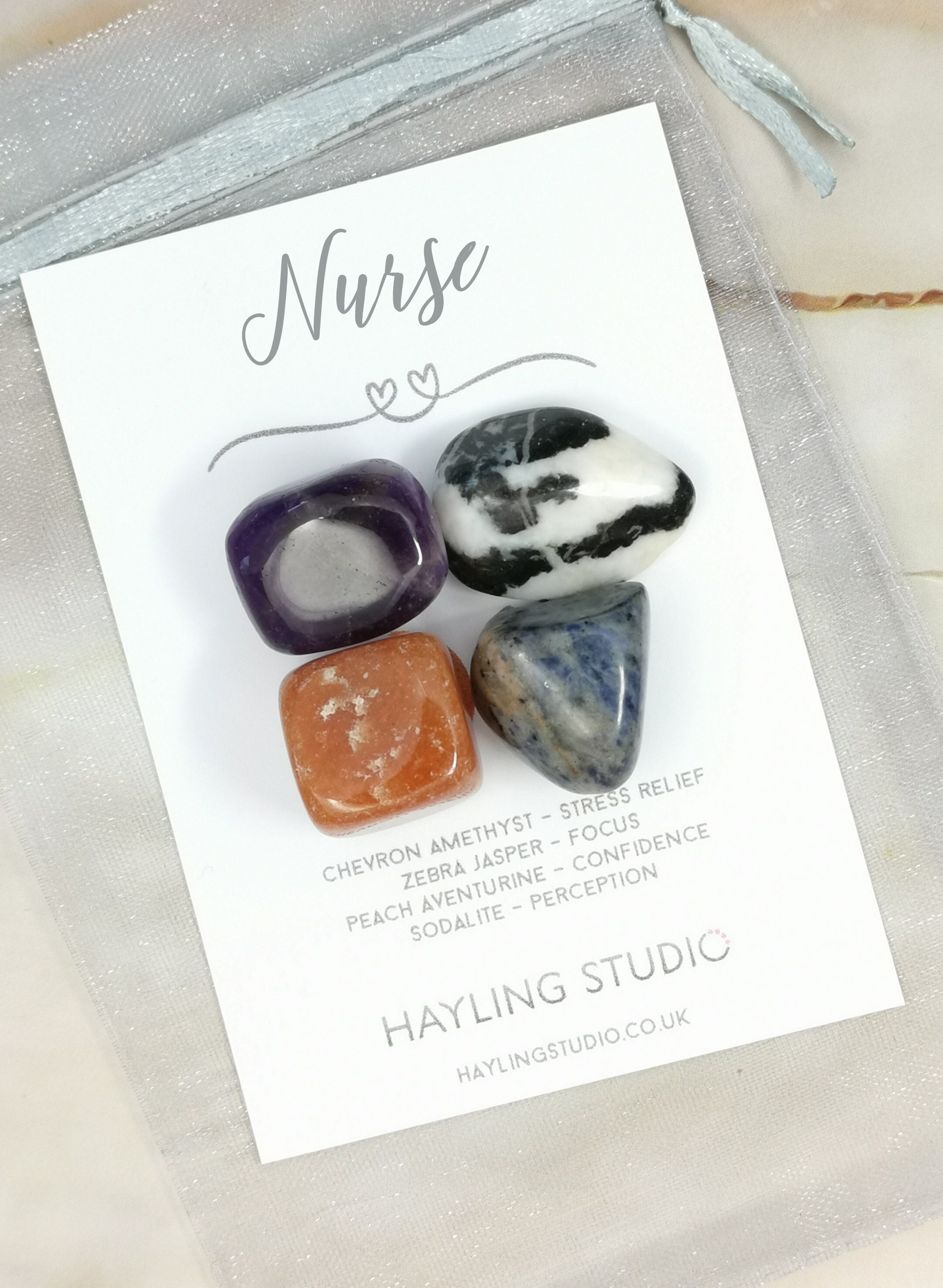Nurse Gemstone Kit - Crystals for a Nurse - Nurse Crystal Set - GP Career Job Occupation Gift - Hayling Studio - Best Nurse Ever Gift