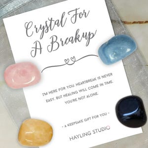 Cadeau souvenir attentionné pour une rupture amoureuse - Message aimable et sincère - Choisissez vos propres cristaux - Cadeau sentimental pour une relation brisée