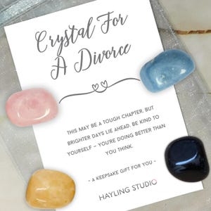 Cadeau souvenir attentionné pour divorce - Message gentil et sincère - Choisissez vos propres cristaux - Cadeau de rupture pour un chagrin d'amour