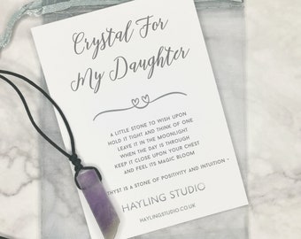 Amethyst Crystal Necklace For My Daughter - Beautiful Keepsake Gift - Gift for daughter - Pendant From Mum or Dad - Special Crystal Gift Her