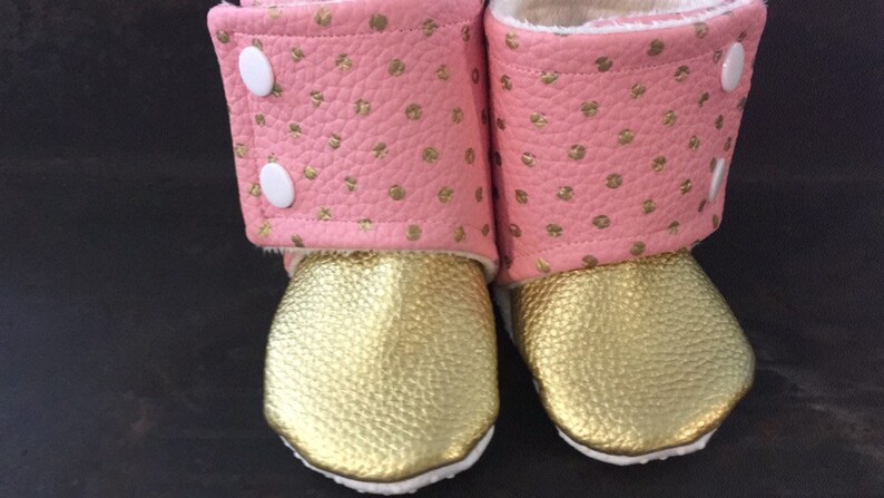 gold baby boots