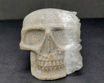 Light taupe Quartz skull, Crystal skull carving, Goth home decor, Macabre decor, Collectible, Unique house warming gift, Geode, Horror gifts