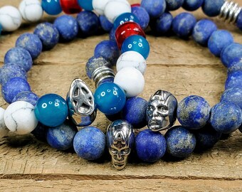 Pulsera elástica con piedras preciosas de héroe, joyería de cómics, cosplay, fan art, joyería con temática de películas, regalos para él, regalos para adolescentes, unisex, Estados Unidos