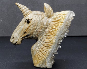 Large Unicorn statue, Gemstone Unicorn, Crystal animals, Fantasy gift ideas, Magical, Crystal geode home decor, Collectibles