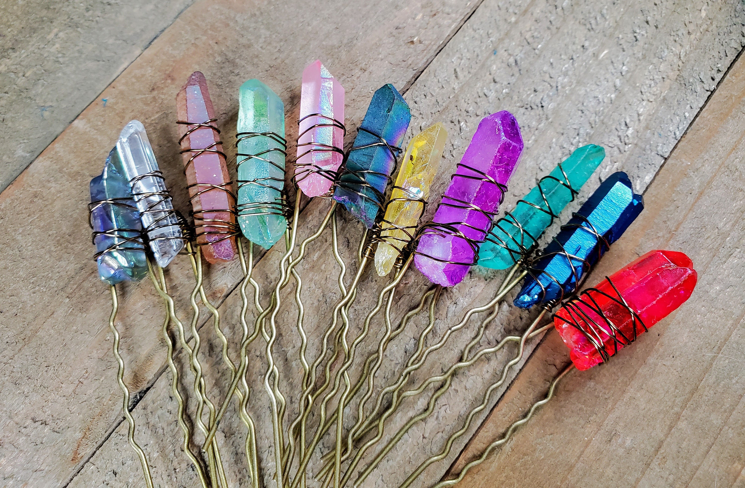 Bronze Crystal Hair Pins, Gemstone Hair Art, Gemstone Hair Accessories ...